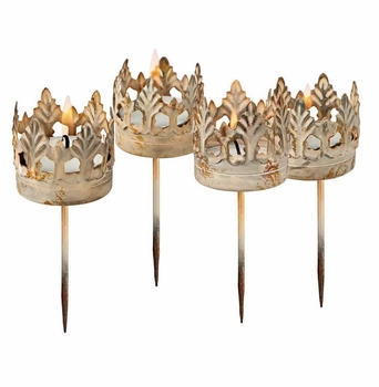 Loberon Steckwindlicht 4er Set Groisy, antikcreme (10cm)