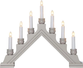 Star Trading Fensterleuchter KARIN 7 warmweiße Glühlampen L: 42cm, H: 34cm Schalter grau
