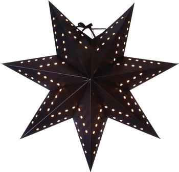 Star Trading Papierstern Bobo hängend 7-zackig D: 34cm inkl. E14 Fassung u. Kabel schwarz