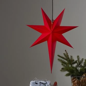 Star Trading Papierstern Rozen hängend 7-zackig D: 55cm, H: 65cm inkl. E14 Fassung u. Kabel rot