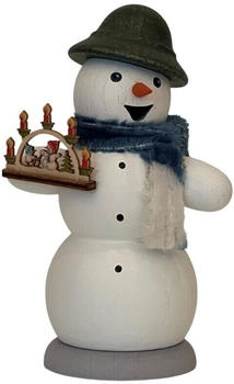 Kuhnert Rauchmann/Räucherfigur aus Holz Schneemann mit Schwibbogen ca. 13 cm Made in Germany