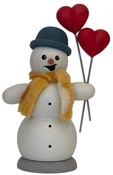 Kuhnert Rauchmann/Räucherfigur aus Holz Schneemann mit Herzen ca. 13 cm Made in Germany