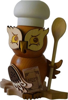 Kuhnert Drechslerei Rauchfigur/Räucherfigur Eule Koch aus Massivholz ca. 15 cm Made in Germany