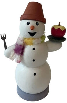 Kuhnert Rauchmann/Räucherfigur aus Holz Schneemann mit Bratapfel ca. 13 cm Made in Germany