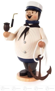Kuhnert Drechslerei Rauchmann/Räucherfigur aus Holz Max als Matrose mit Anker 16cm Höhe Made in Germany
