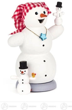 Kuhnert Rauchmann/Räucherfigur aus Holz Schneefrau mit Zwei Kindern ca. 13 cm Made in Germany
