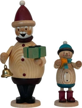 Kuhnert Drechslerei Rauchmann/Räucherfigur aus Holz Max als Weihnachtsmann mit Mäxchen 16 cm Höhe