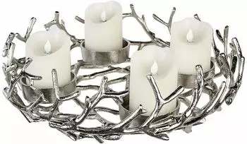 Gilde Casablanca [SA2021/08] Adventsleuchter Twigs antik-silberD.42cm
