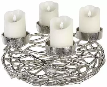 Gilde Casablanca Adventsleuchter Twigs antik-silberD.37cm [W]