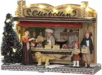 Luville Weihnachtsdorf-Miniatur Krapfen-Stand - L17 x B6 x H12 cm