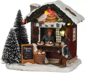 Luville Weihnachtsdorf-Miniatur Zimtschnecken-Stand - L12 x B9 x H11 cm