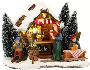 Luville Weihnachtsdorf-Miniatur Ski Café - L15 x B14 x H11 cm