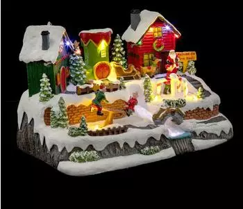 Feeric Lights & Christmas Villaggio di Natale folletti Giocatori e Babbo Natale animato/Musical 13 LED + Transfo