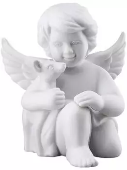 Rosenthal Engel mit Bambi klein weiss matt 6 cm