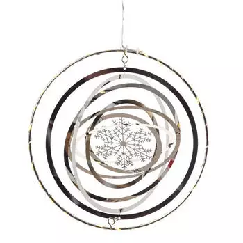 Marelida LED Kreis mit Schneeflocke 3D Dekohänger 30 warmweiße LED D: 20cm Timer silber