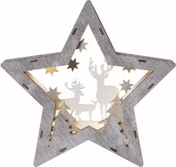 Star Trading LED-Dekostern Fauna aus Holz, Höhe 24 cm