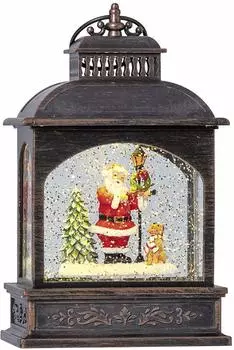 Star Trading Best Season Vinter LED Santa in Laterne, Kunststoff, Bronze, ca.14 x 21 cm