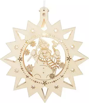 Saico Fensterbild Schneemann, natur (32cm) von Seiffen
