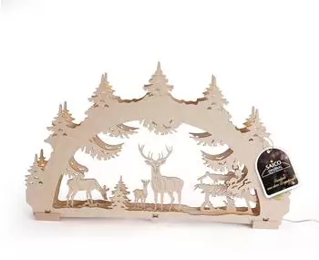 Saico 3D-Lichterbogen LED Deko Holz Waldlichtung 52 cm warmweiß