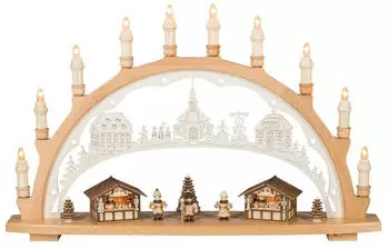 Saico Lichterbogen LED Weihnachtsmarkt Holz 66 cm warmweiß natur