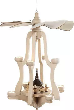 Saico Hängepyramide für 8 Teelichte "Seiffener Kirche" HxØ 65x46cm