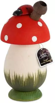 Saico Nostalgie-Räucherpilz Holz Ø 6,5 cm H 13 cm naturbelassen rot grün