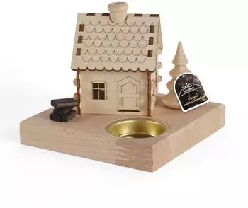 Saico Räucherhaus Deko Holz für 1 Teelicht 11,5 cm
