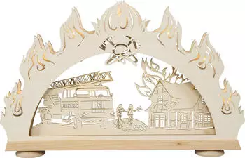 Saico Lichterbogen LED 3D Feuerwehr Holz 52 cm warmweiß natur Lichterbogen