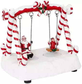 Feeric Lights & Christmas Villaggio di Natale - Balancoire con Babbo Natale e Lutin - 11 LED - Funziona con batterie
