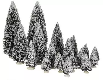 Luville Weihnachtsdorf-Miniatur Evergreen Trees - 21 Stück - H22 x Ø8 cm