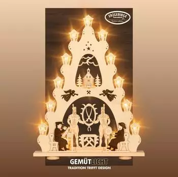 WEIGLA Lichterspitze "Erzgebirge" LED, Holzwerkstoff, 52x67cm (LS15EB-LED)