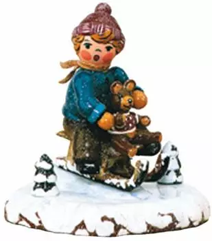 Hubrig Volkskunst Winterkinder Schlittenfahrer, Dekofigur 7cm (110H1009)