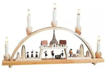 Richard Glässer Schwibbogen Seiffener Kirchdorf, elektrisch beleuchtet, 48cm (01251)