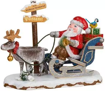 Hubrig Volkskunst Winterkinder „Hurra, der Weihnachtsmann kommt" 8cm (110h0041)