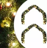 vidaXL Weihnachtsgirlande 2 Stk. Gr&uuml;n 20 m PVC 600 LEDs