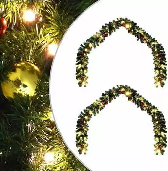 vidaXL Weihnachtsgirlande 600 LEDs, 2 Stk., grün, PVC (42016693)