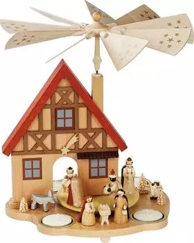 Richard Glässer Tischpyramide Haus Christi Geburt, 1-stöckig, 29cm (16240)