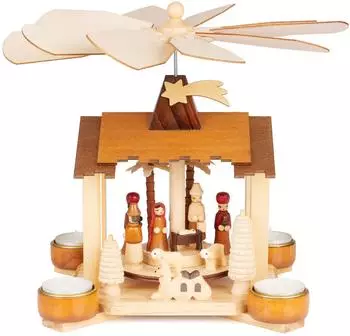 Brubaker Weihnachtspyramide Krippenspiel, Holz, handbemalt, 28cm (Pyramide_4020)