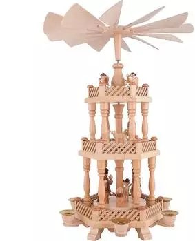Dregeno Seiffen Pyramide Christi Geburt, 3-stöckig, 46cm (085/073)