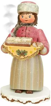 Hubrig Volkskunst Räuchermann Stollenmädchen Winterkinder, 20cm (105h4007)