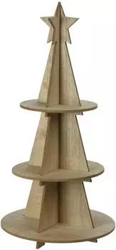 Spetebo Weihnachtsbaum-Etagere XXL Holz, 3 Etagen, Stern-Spitze, 60x29cm (3449)
