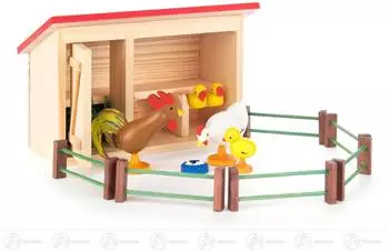 Dregeno Seiffen Miniatur Hühnerhof (13), Holzfigur Erzgebirge (043/004)