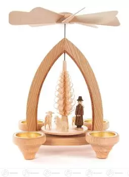 Dregeno Seiffen Weihnachtspyramide mit Schäferei, für Teelichte, 190x250x150mm (085/579/3)