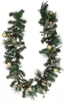 Feeric Lights & Christmas Weihnachtsgirlande Eukalyptus mit Kugeln, grün/gold, 2m