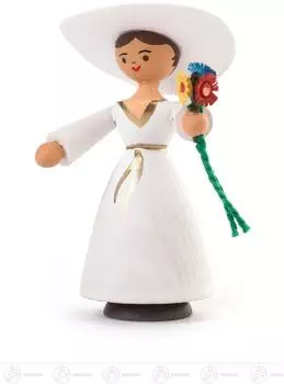 Dregeno Seiffen Miniatur Braut, Holzfigur, 4,5cm (195/081)