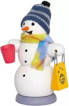 Kuhnert Räuchermännchen Schneemann mit Glühweintasse, Erzgebirge (35028)