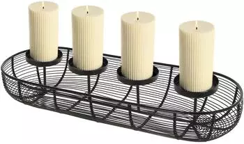 Spetebo Metall-Gitter-Adventskranz mit Korb, schwarz, 50cm (67989)