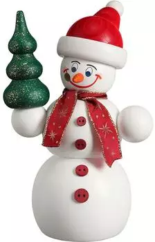 Seiffener Volkskunst Räuchermann Weihnachts-Schneemann, 15cm (SV 12212)