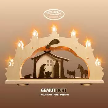 WEIGLA Schwibbogen &bdquo;Christi Geburt" LED, Holz, Erzgebirge (SB7RCG-LED)