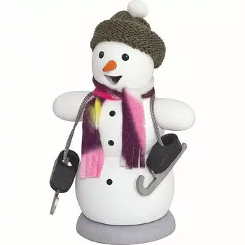 Kuhnert Räucherfigur Schneemann mit Schlittschuhen, Holz, 13cm (35012)